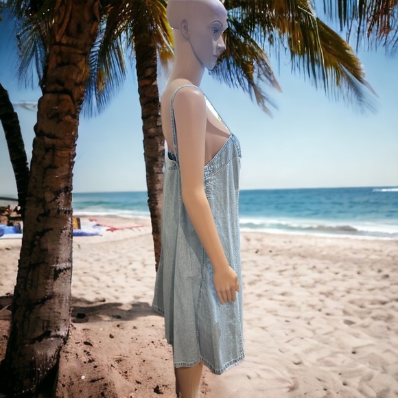 Liz Wear Vintage Jean Denim Strapless Dress - Picture 2 of 6